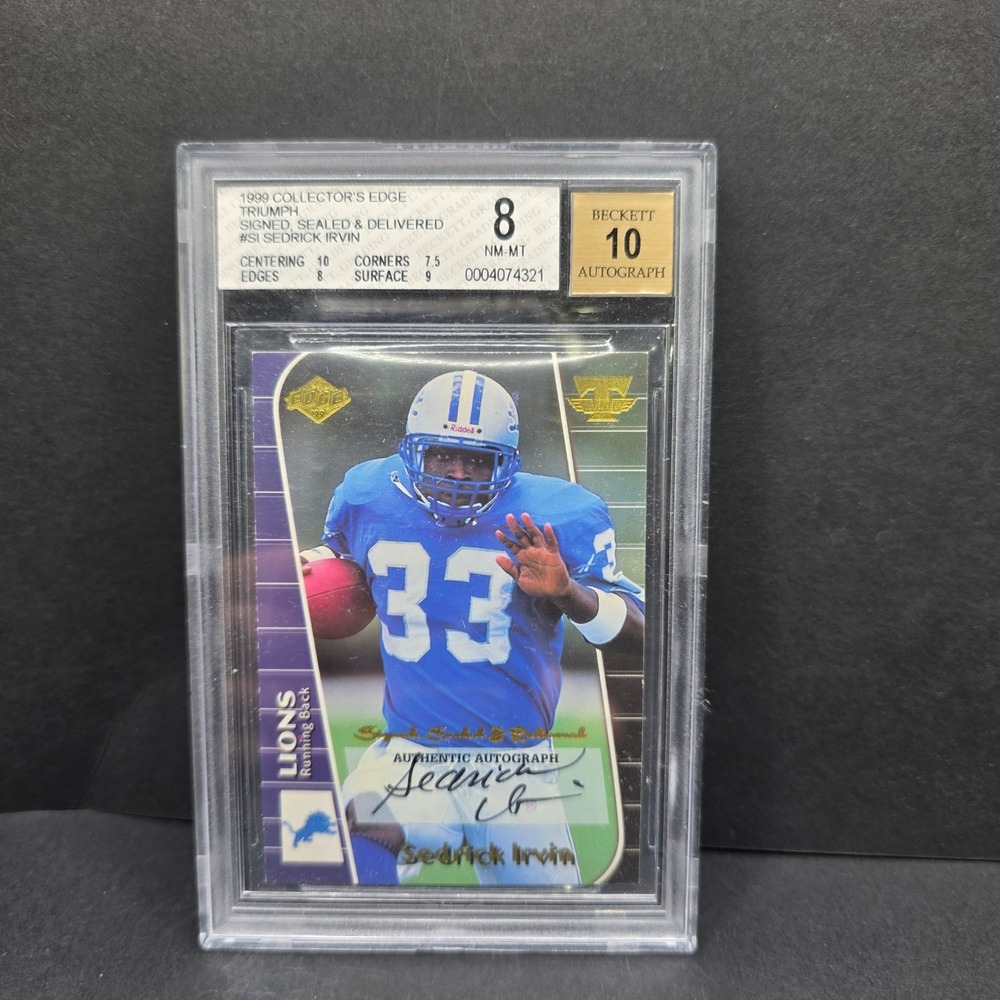 Collector's Edge Triumph Football Sedrick Irvin BGS 8 Auto 10‎ 1999